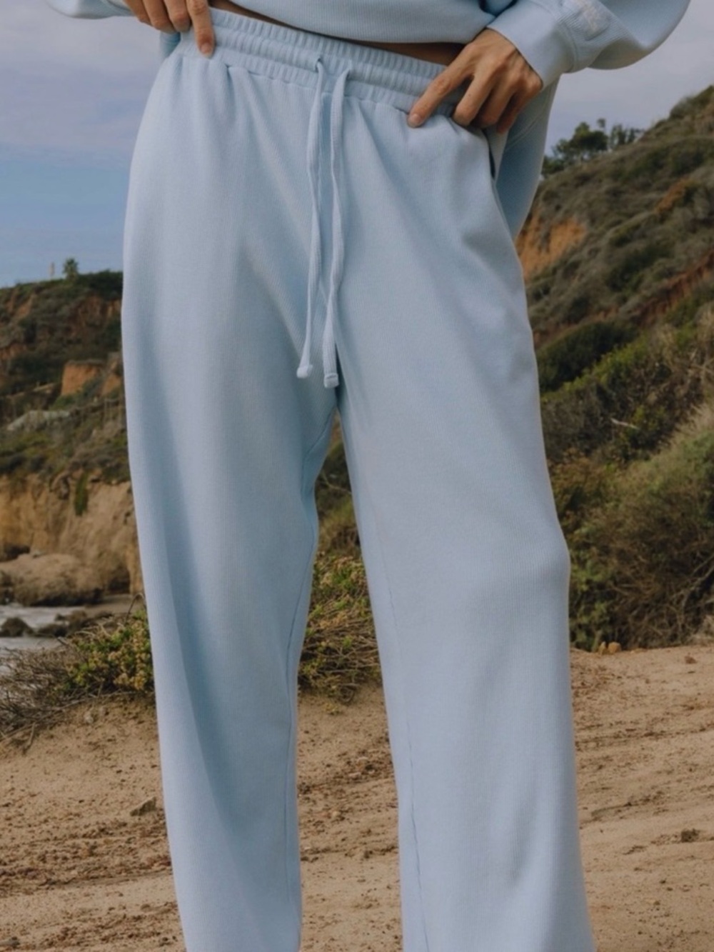 Daily Drills Light Blue Ribbed Thermal Pants